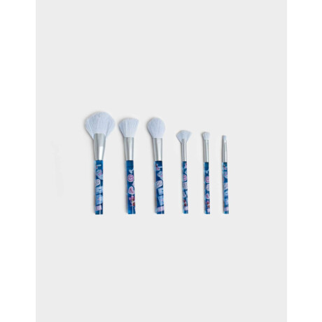 Set De 6 Brochas De Maquillaje Feeling Jeanious Translúcidas Con Acabado Glossy Azul Celeste