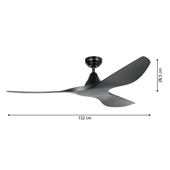 Ventilador de techo negro Ø1320mm con control EG0192