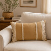 Almohadón con Trenzas y Flecos 50x30cm Beige