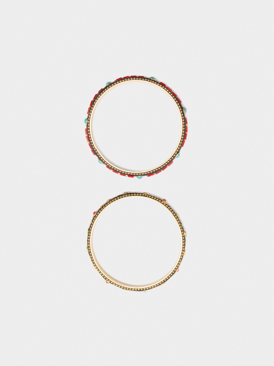 Set De Pulseras Rígidas Con Detalles De Color multicolor