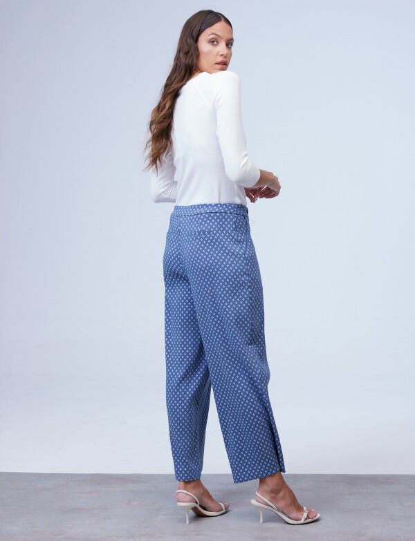 Pantalon Flores AZUL/BLANCO