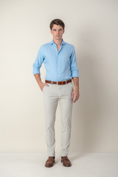 Pantalón de algodón Slim Fit Hielo