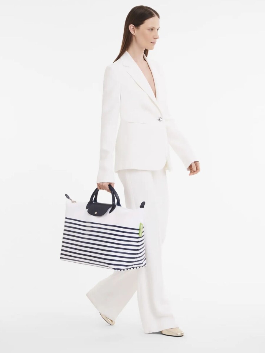 Longchamp -Bolso marinero de viaje plegable con cierre, Le pliage - Blanco 