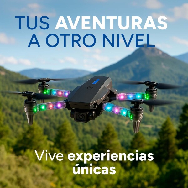 Drone E88D Plegable Pro Cámara 4K Luces RGB 3 Baterias +Accs Color Negro