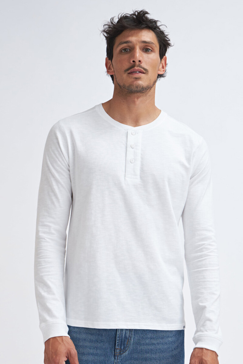 Camiseta manga larga con botones - Blanco 