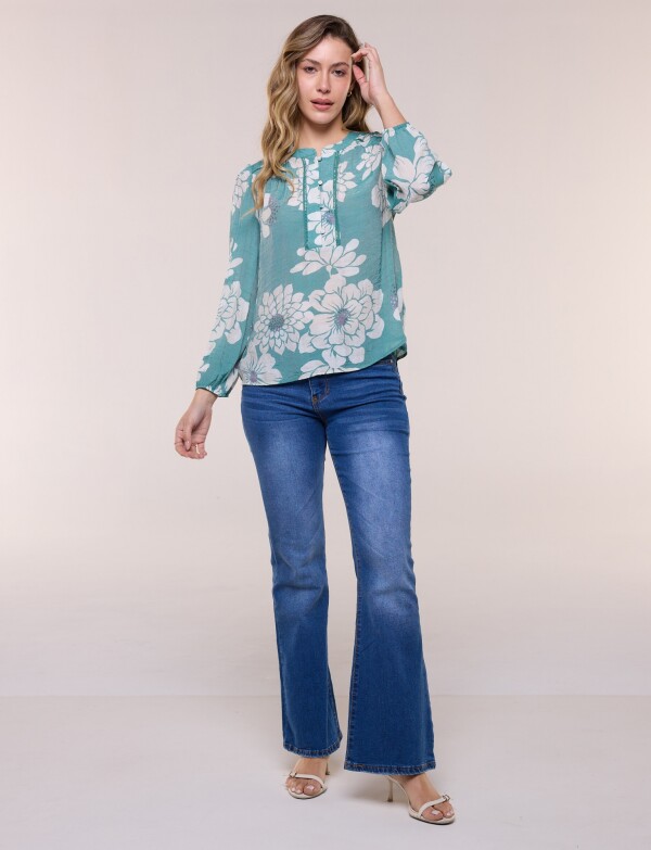 Blusa Gasa Flores VERDE/MULTI