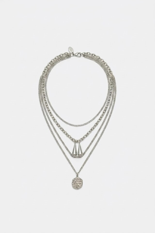 Collar de acero boho plateado