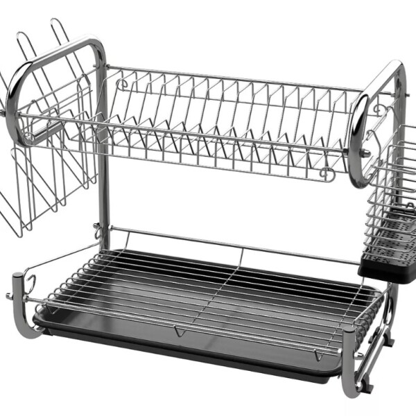 Escurridor De Platos Seca Vajilla 2 Pisos Platos Secador Bandeja Imback Color Plateado Escurridor De Platos Seca Vajilla 2 Pisos Platos Secador Bandeja Imback Color Plateado