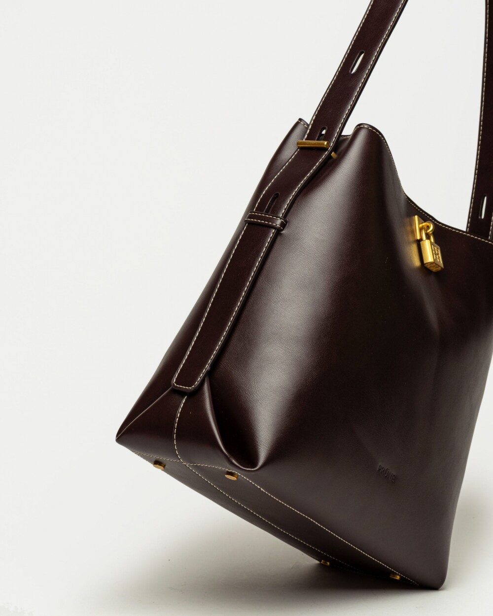 Bolso The Lock en efecto cuero liso Marron