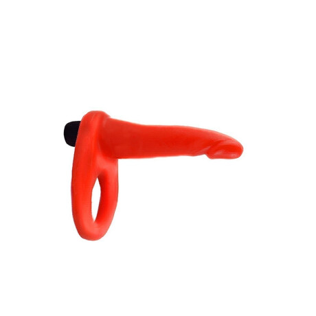 Anillo Hot Finger Corto Con Vibración Rojo