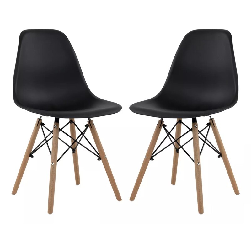 Pack 2 Sillas De Comedor Eames Lumax De Diseño Moderno Con Patas De Madera Negro