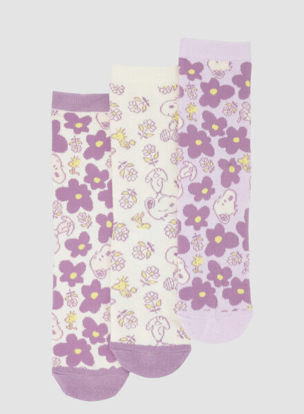 Pack x3 medias algodón infantil media caña snoopy  Variante 26