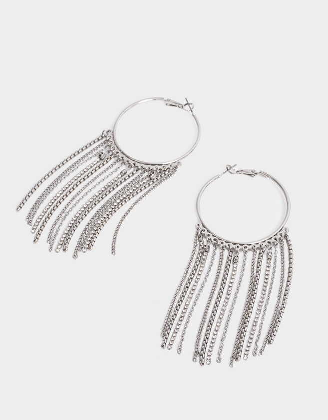 Aros Colgantes Largos Antique Silver Aros Argollas Colgantes Antique - Plateado Antique Silver