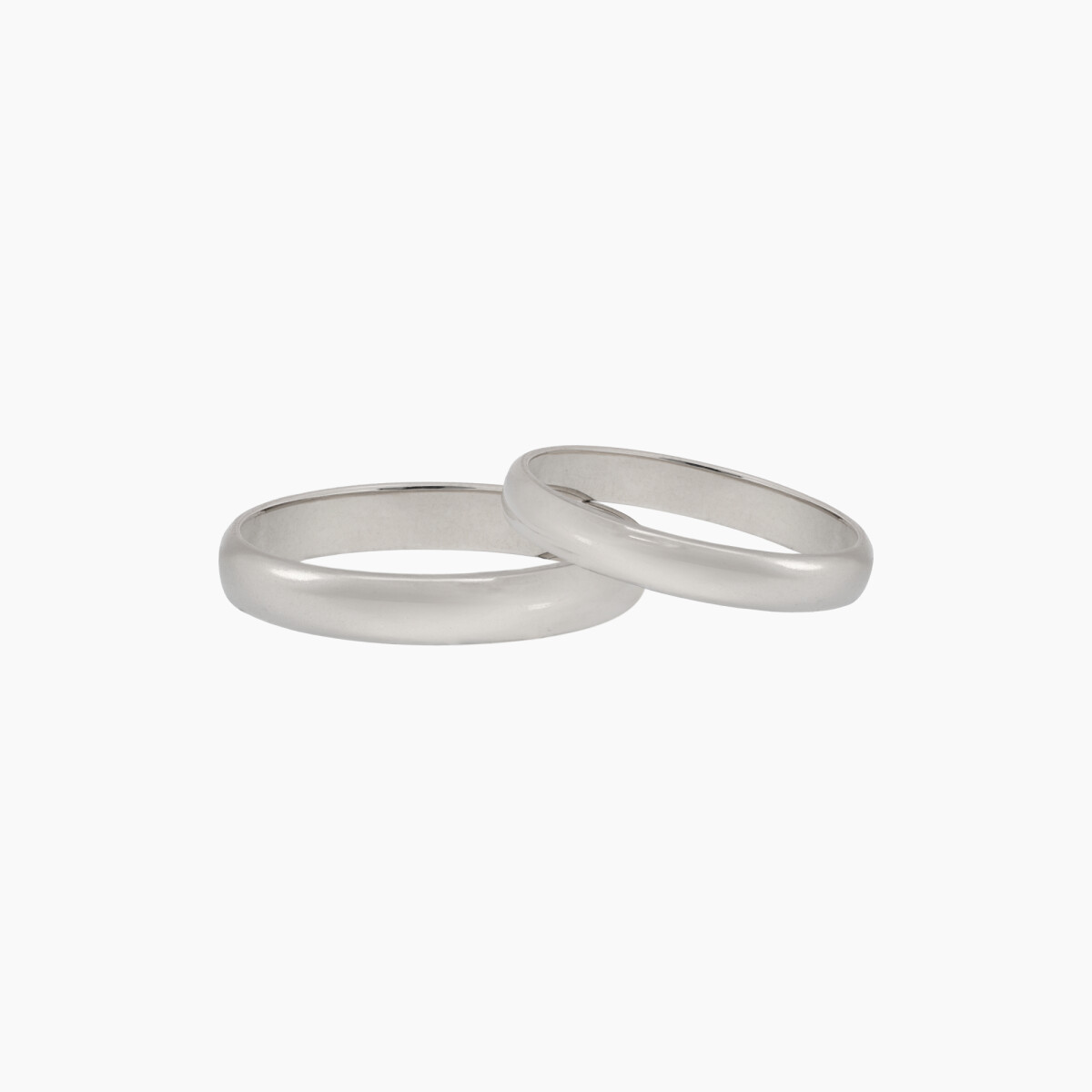 Par De Alianzas En Oro Blanco 18k Modelo Bombé 