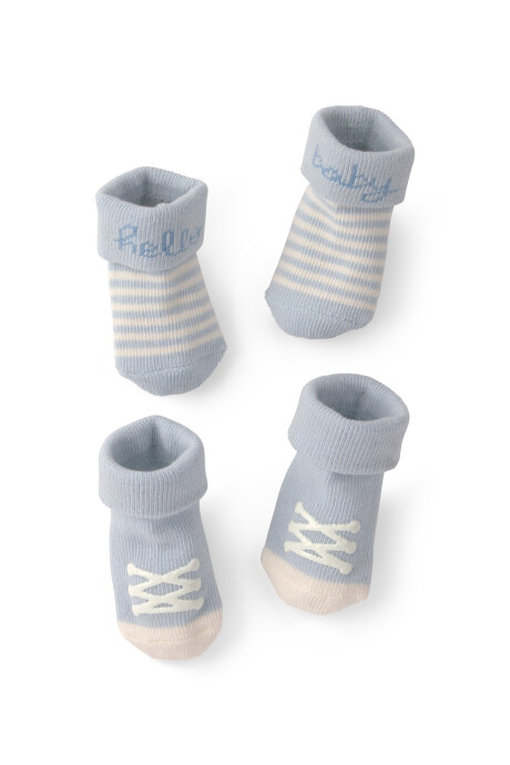 Pack dos pares de medias de algodón, azules, estampa hello baby Pack dos pares de medias de algodón, azules, estampa hello baby