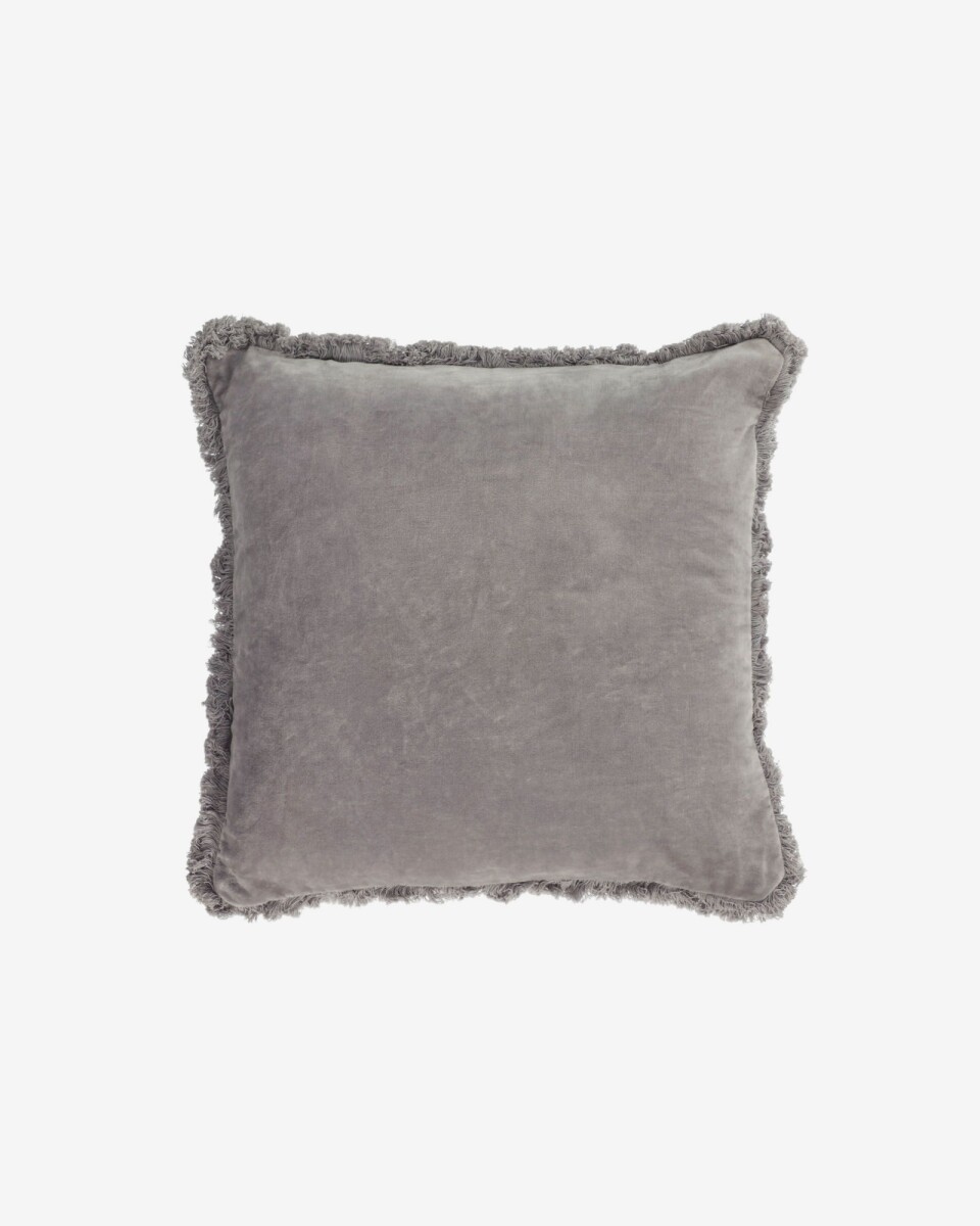 Almohadón Cedella - 100 % algodón terciopelo y flecos gris 45 x 45 cm 