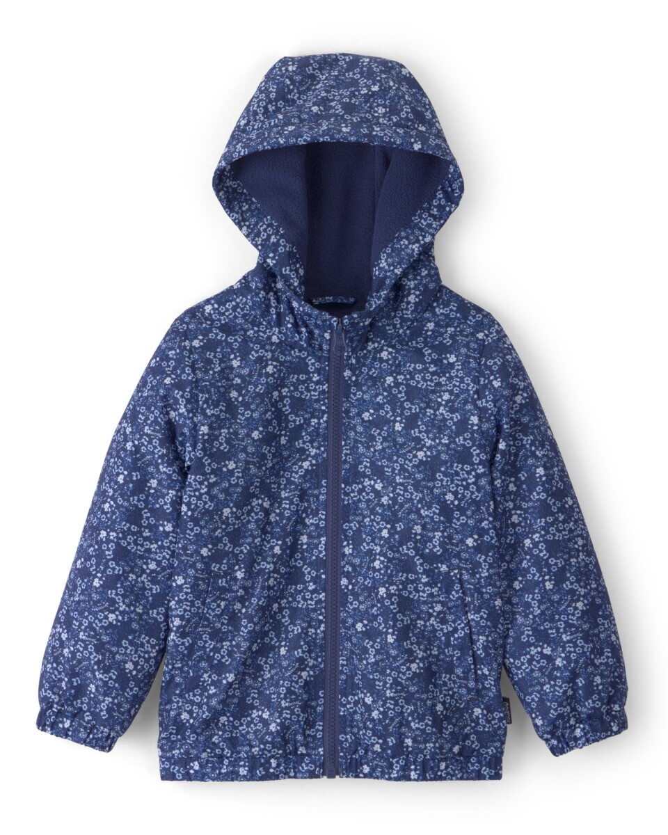 Campera resistente al agua, azul marino, diseño floral 