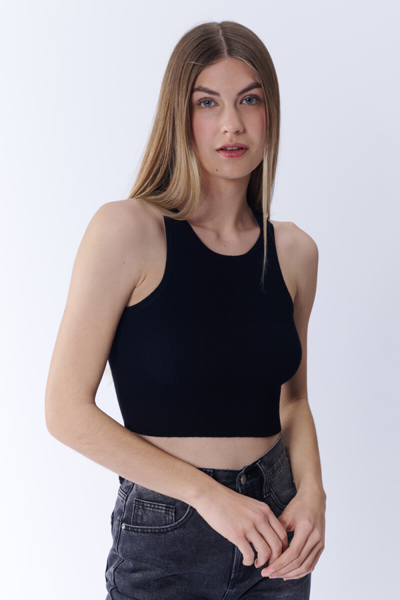 Top punto rib Negro