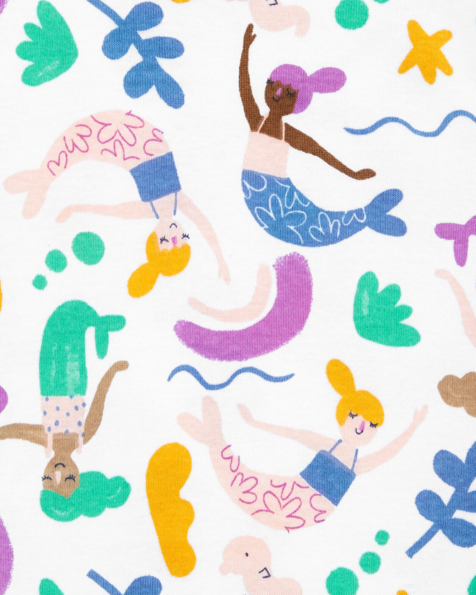 Pijama cuatro piezas de algodón dos remeras y dos shorts, diseños sirenas Pijama cuatro piezas de algodón dos remeras y dos shorts, diseños sirenas