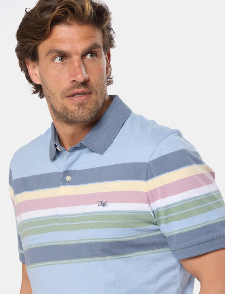 REMERA POLO RAYADA Celeste