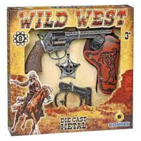 Revolver Gonher Wild West 8 Tiros Placa De Sheriff Esposas Revolver Gonher Wild West 8 Tiros Placa De Sheriff Esposas