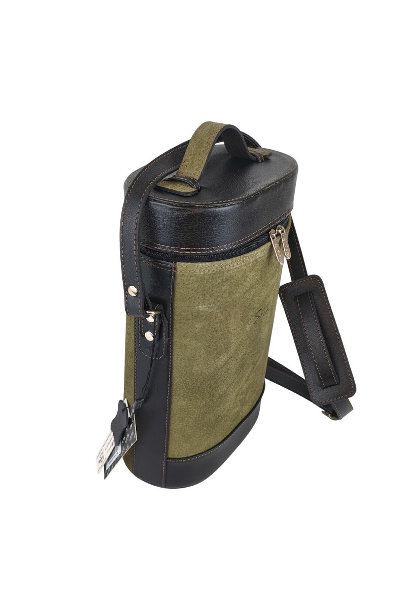 Matera de cuero combinada con pecari verde