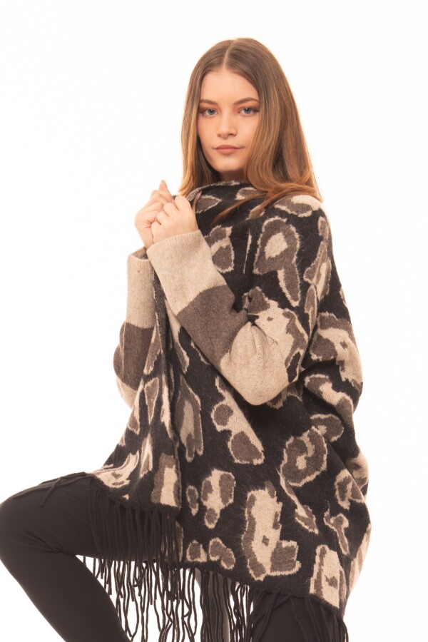 CARDIGAN MANTELLA LEOPARDO NEGRO T.U