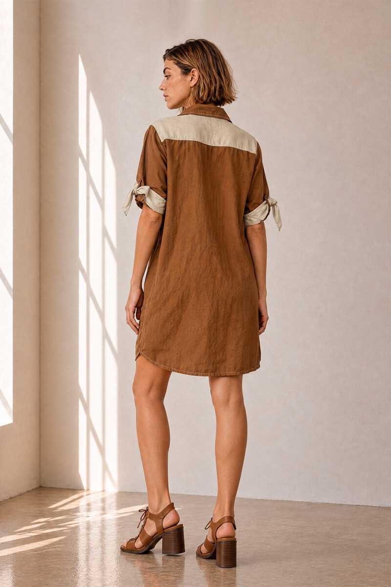 VESTIDO LINO POLO TOSTADO