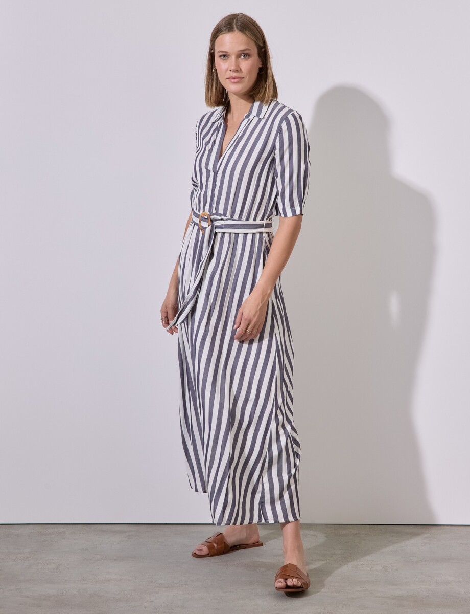 Vestido Maxi Stripes - Blanco/azul 