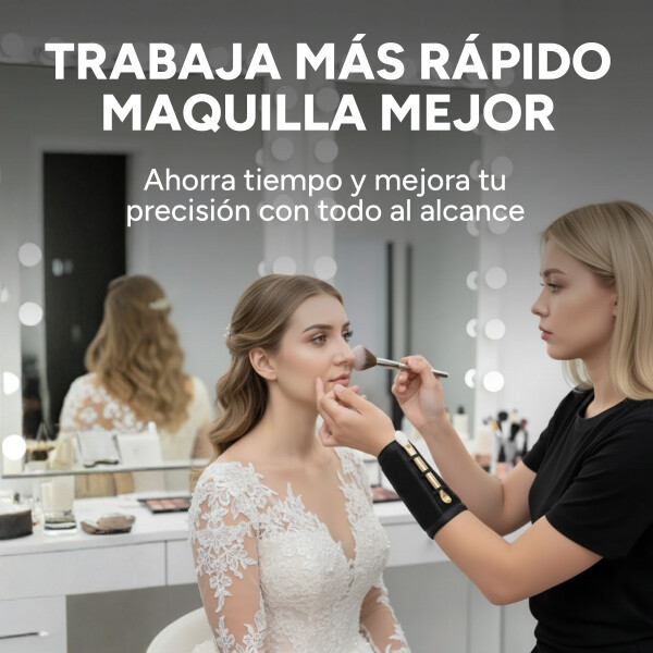 Muñequera Elástica Limpia Organiza Brochas Maquillaje Negro