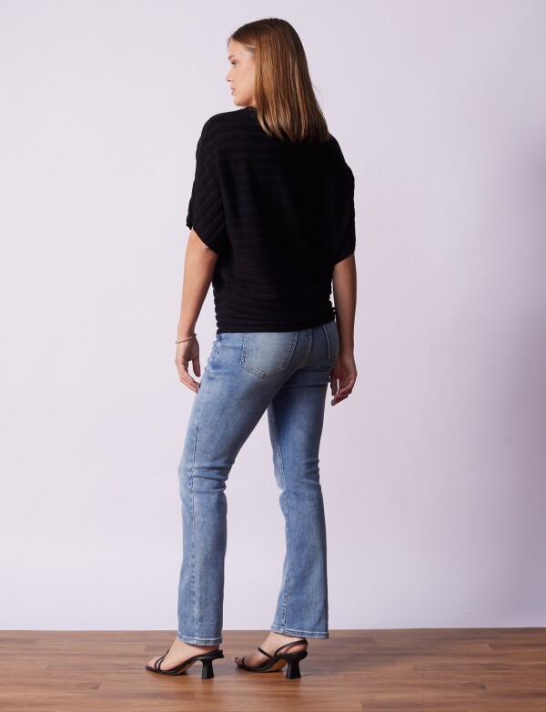 Buzo Dolman Acanalado NEGRO