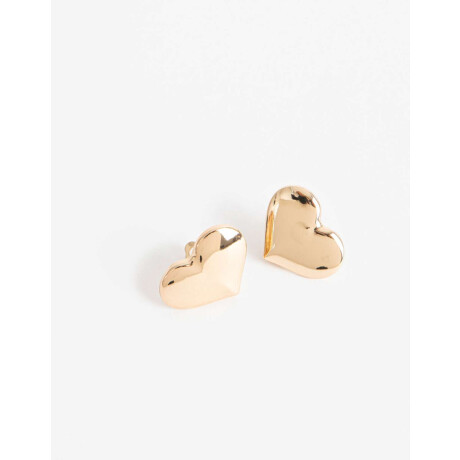 Aros Clip Corazón Bañado En Oro Dorado