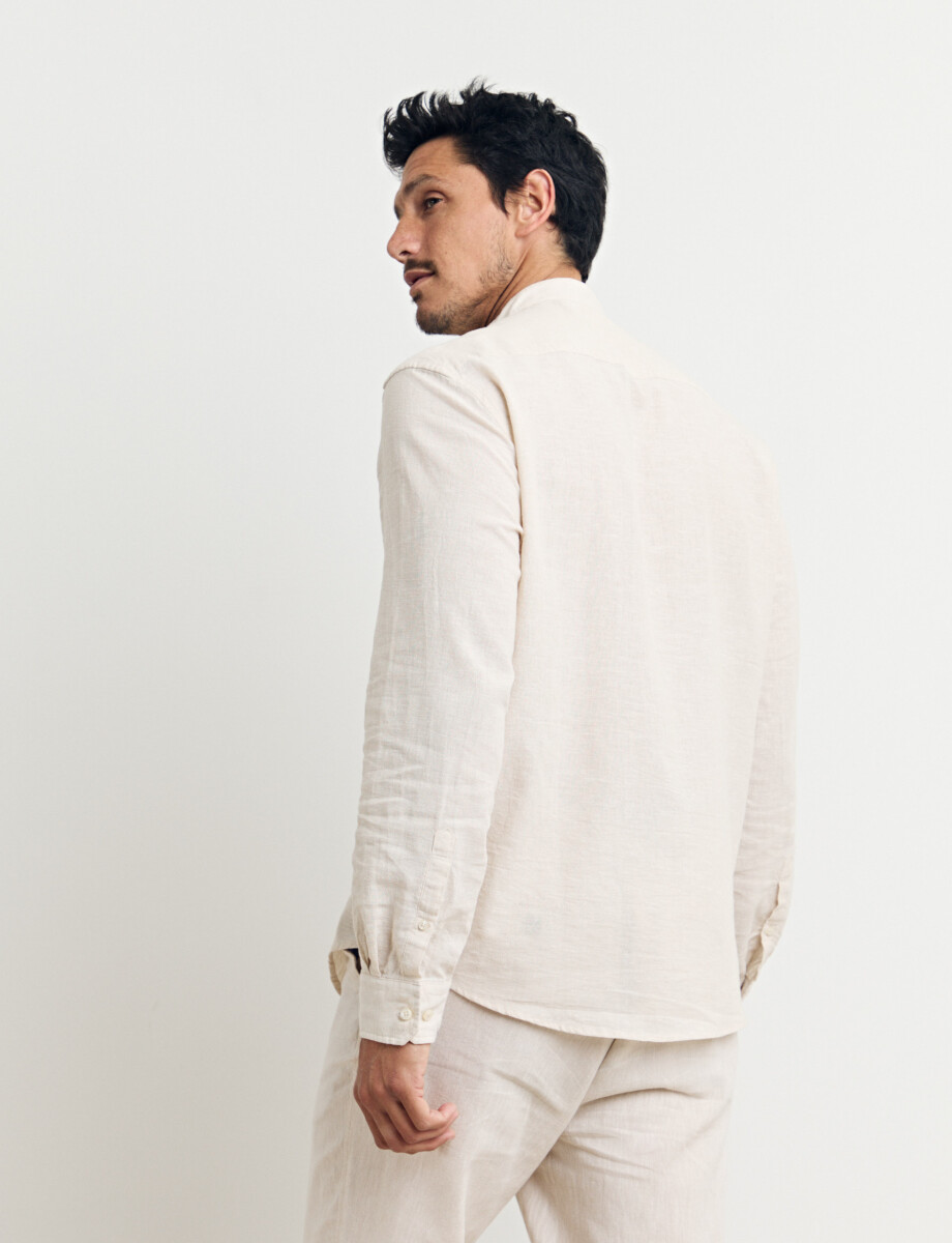 011954 CAMISA HARRINGTON LABEL LINO Beige