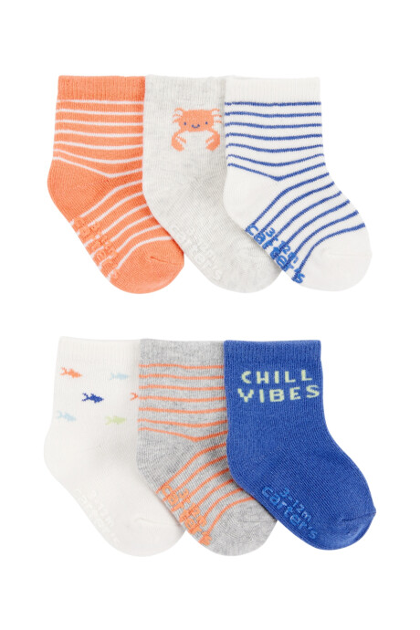 Pack seis pares de medias de algodón, estampadas Pack seis pares de medias de algodón, estampadas