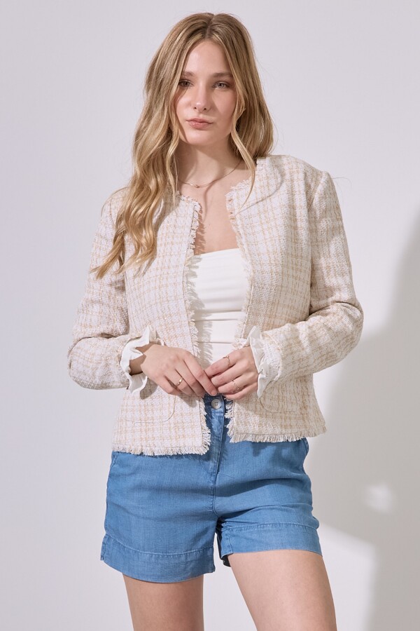 Chaqueta Tweed Cropped BEIGE/MULTI