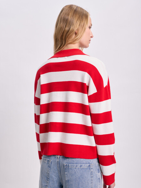 Buzo punto cuello polo Rojo