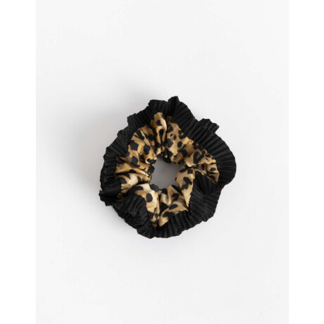 Scrunchie Plisado Animal Print Combinacion Bicolor