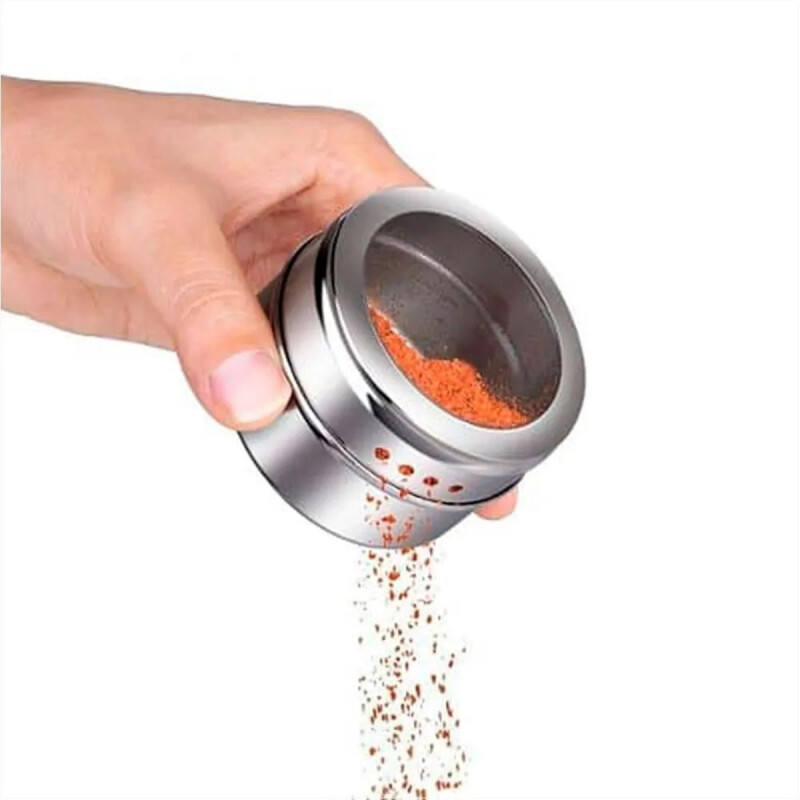 Especiero 6 frascos imantados con soporte GRIS