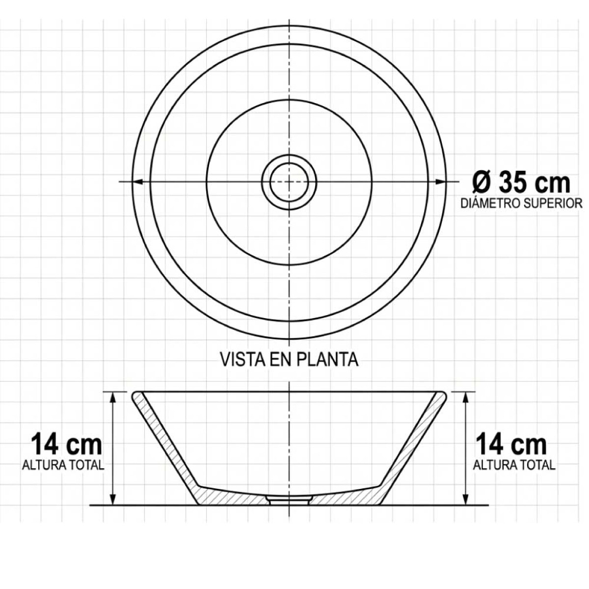 Bacha de Apoyo Cónica Gris — Bagno & Company