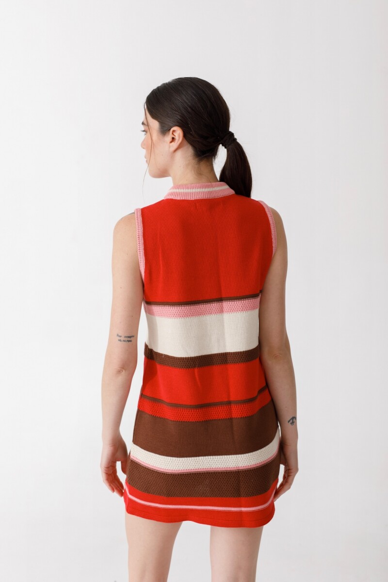 VESTIDO ZIP KNIT Rojo Y Rosa