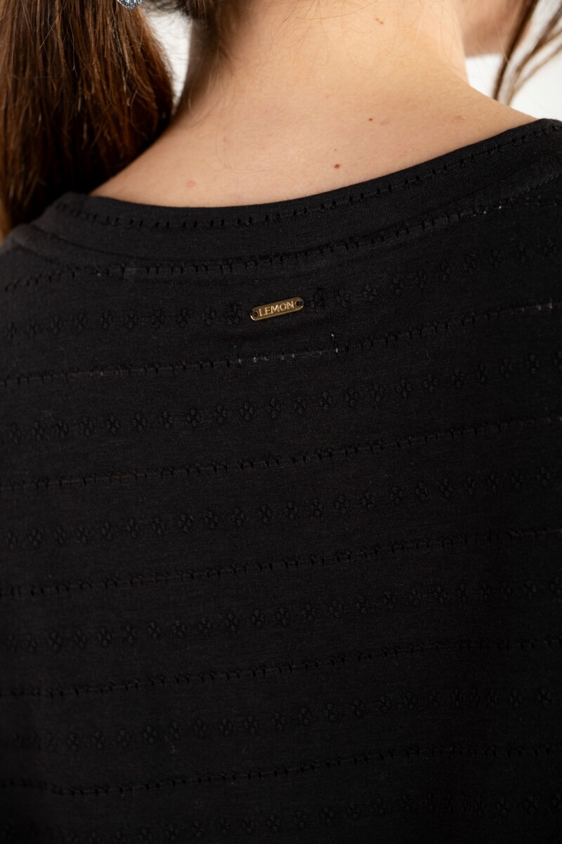 Remera Texturada Manga Corta Negro