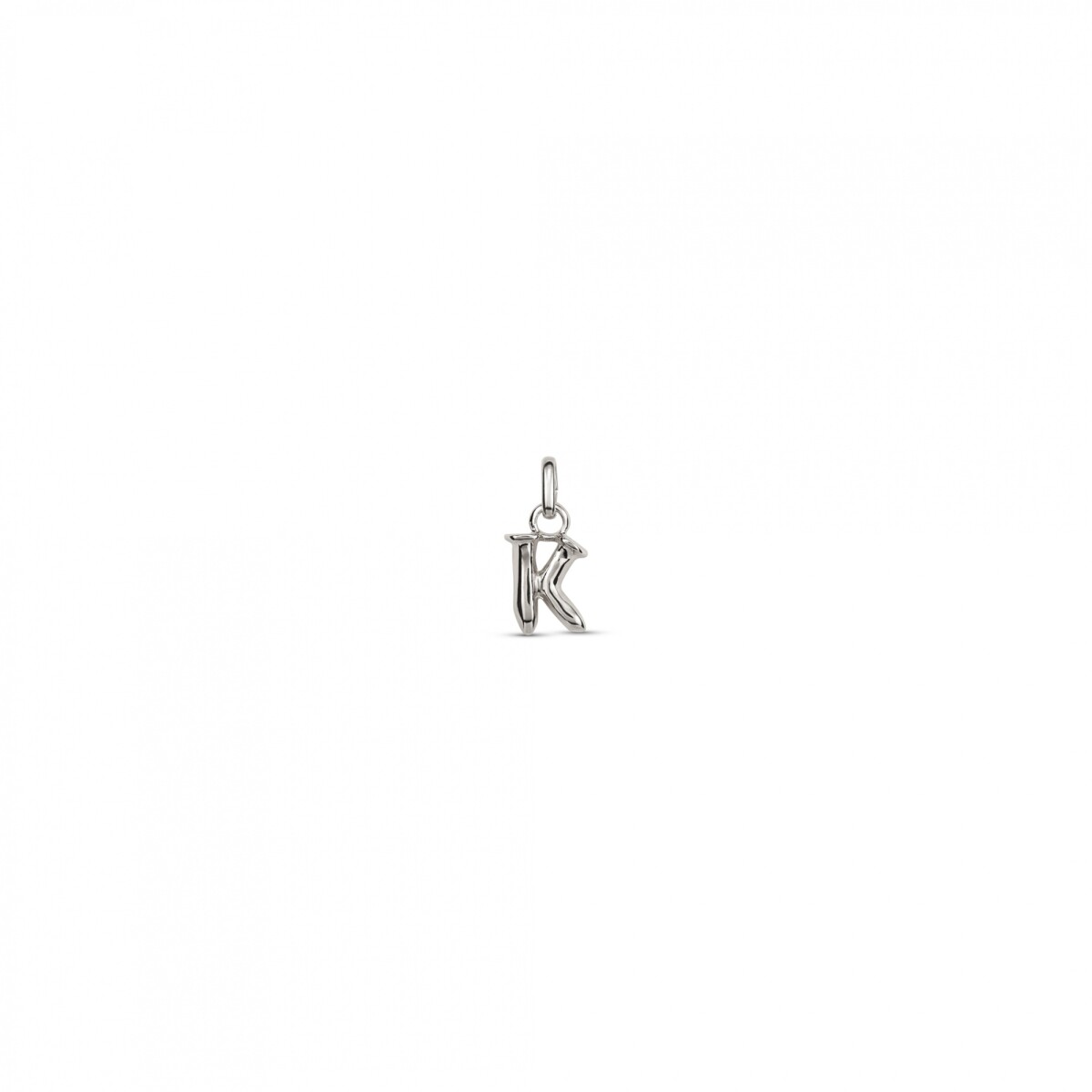 CHARM DE ALEACION DE METALES BAÑADO EN PLATA DE LEY CON FORMA DE LETRA K CON ARGOLLA - Charm 