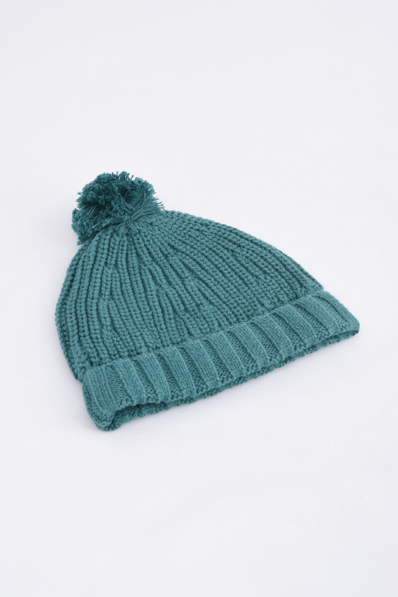 Gorro de punto con pom pom - Verde 