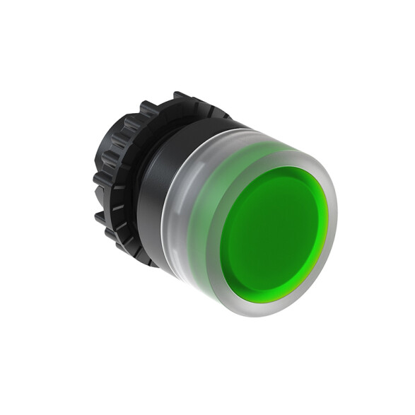 Pulsador luminoso verde LED + contacto 1NA 220VAC WE6430