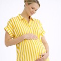 Imagen de Camisa Maternal Pupa – Viscosa suave con bolsillos prácticos Estampa Amarilla