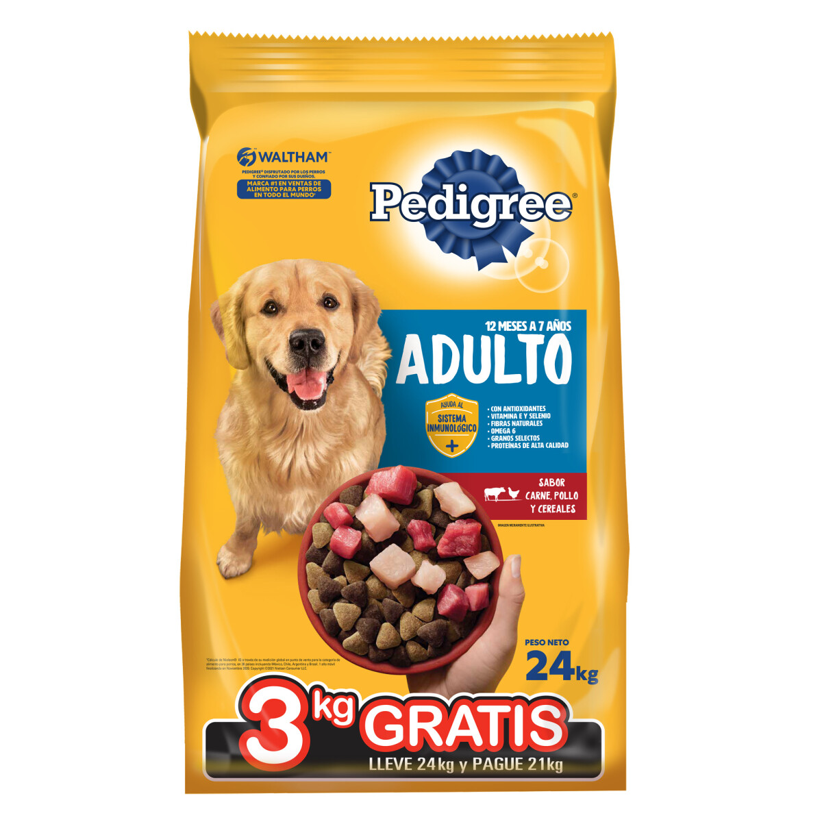 Pedigree Adulto - Carne y Cereales 21+3 Kg 