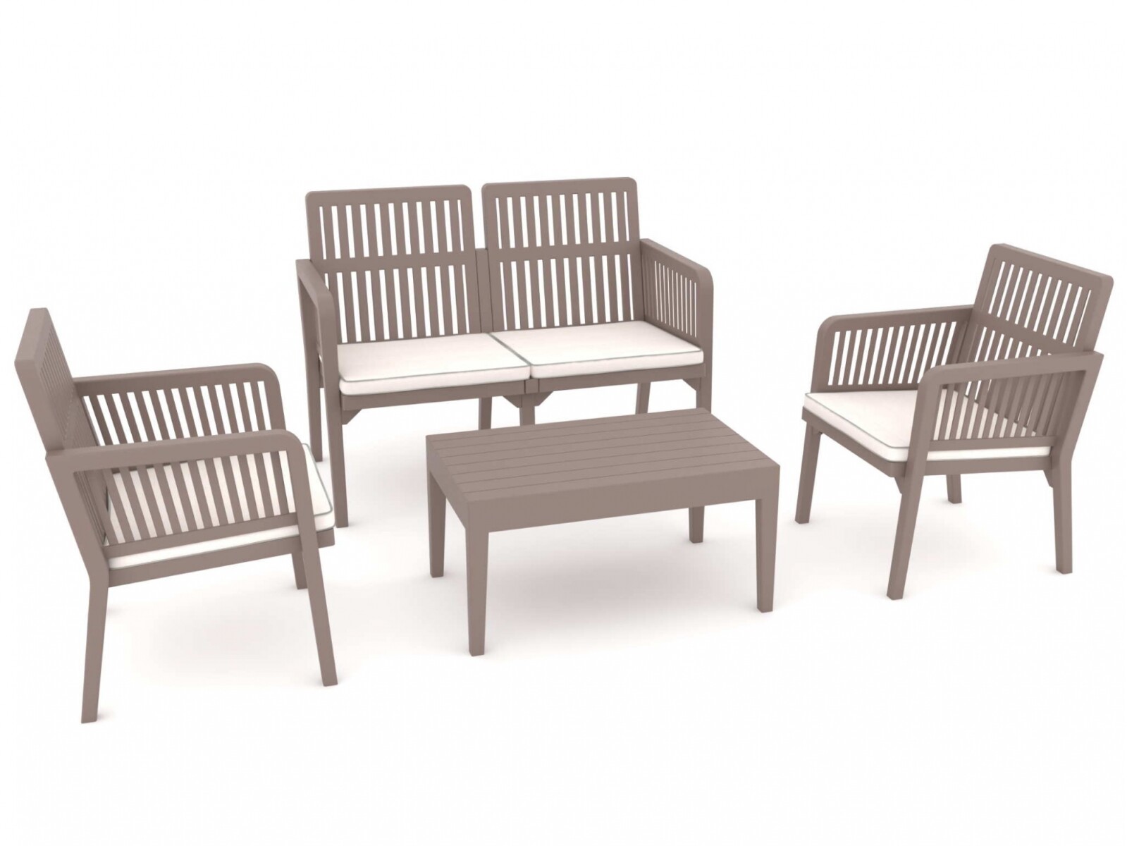 Lizbon Lounge Set: Muebles de Resina UV Resistentes para Ambientes Exteriores 2+1+1 + Mesa Capuccino 