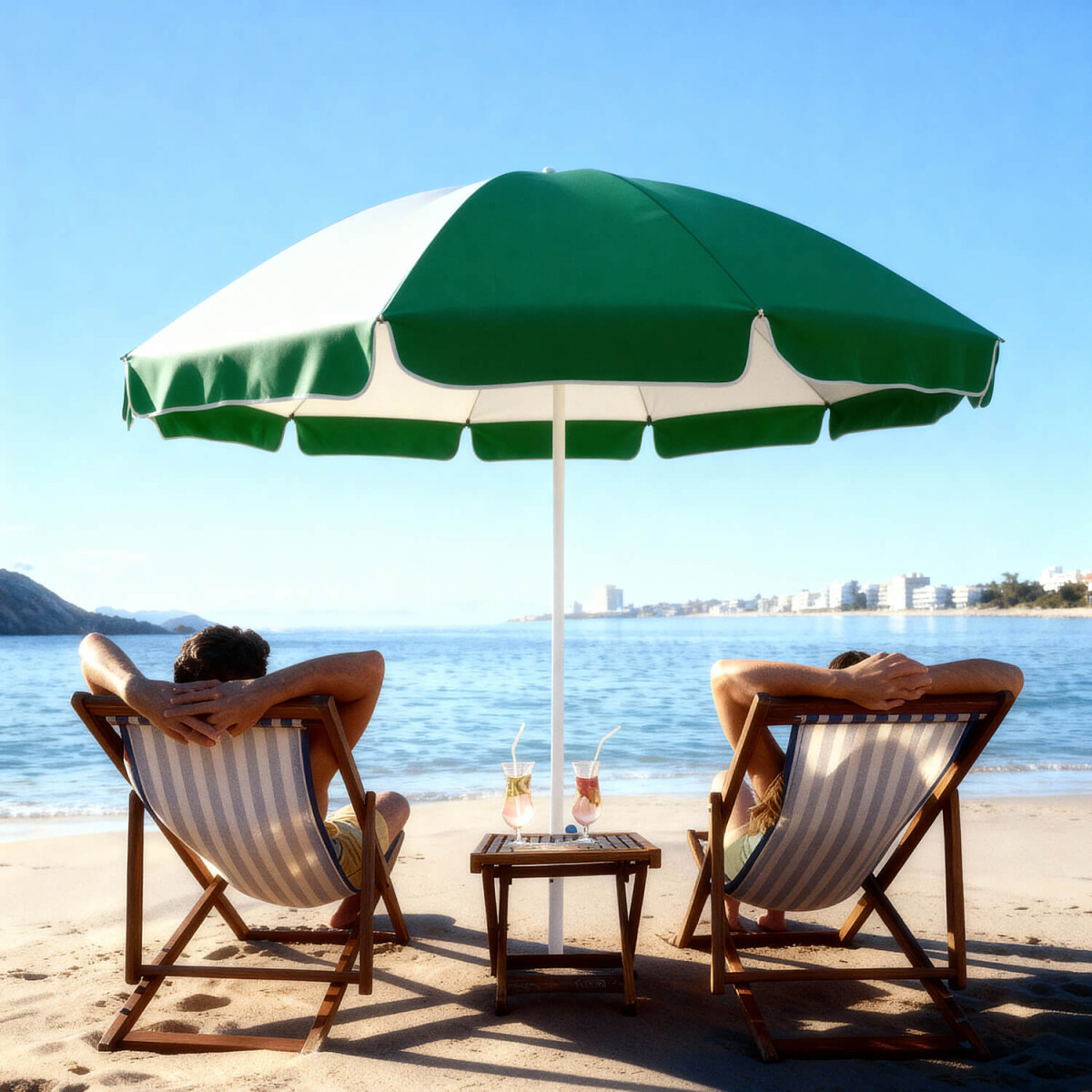 Sombrilla De Playa Reforzada 2.30m Grande Jardin Patio Con Filtro Uv Imback Color Verde 