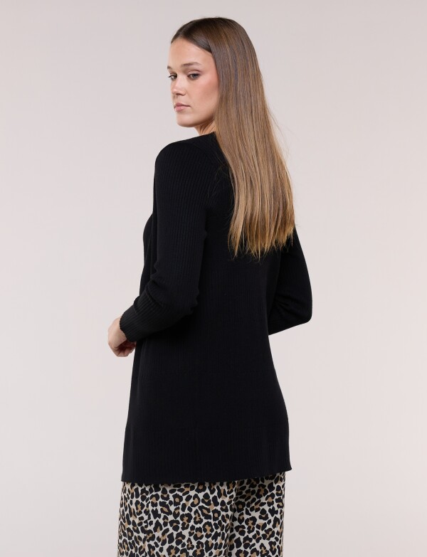 Cardigan Abierto De Punto Acanalado NEGRO