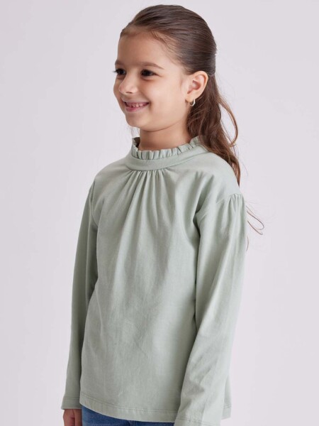 Remera manga larga frunces Verde